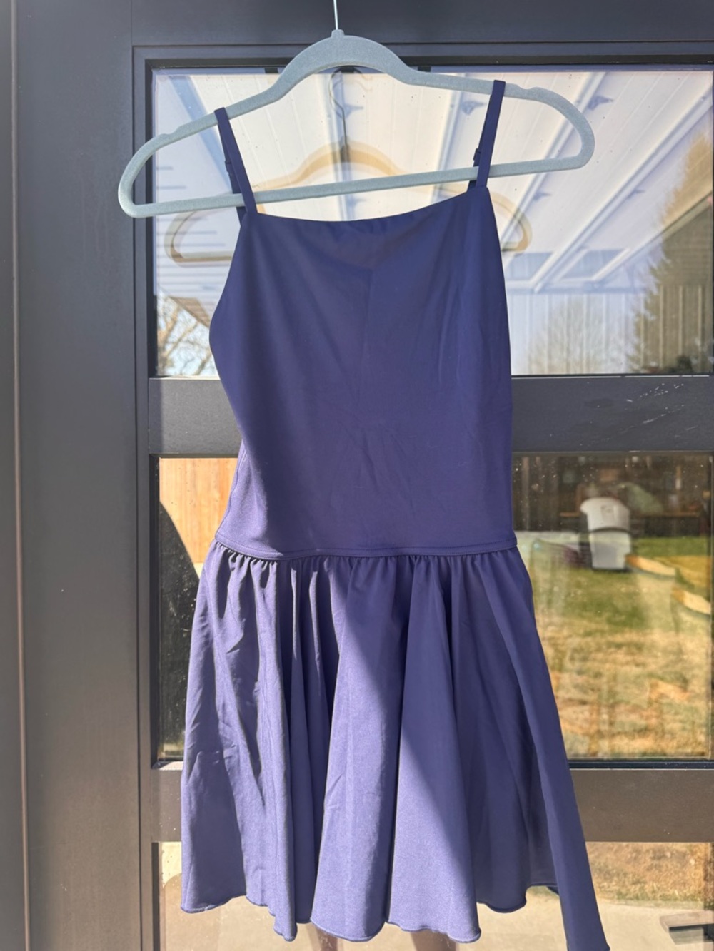 Aerie Navy Blue Spaghetti Strap Fit-and-Flare Dress